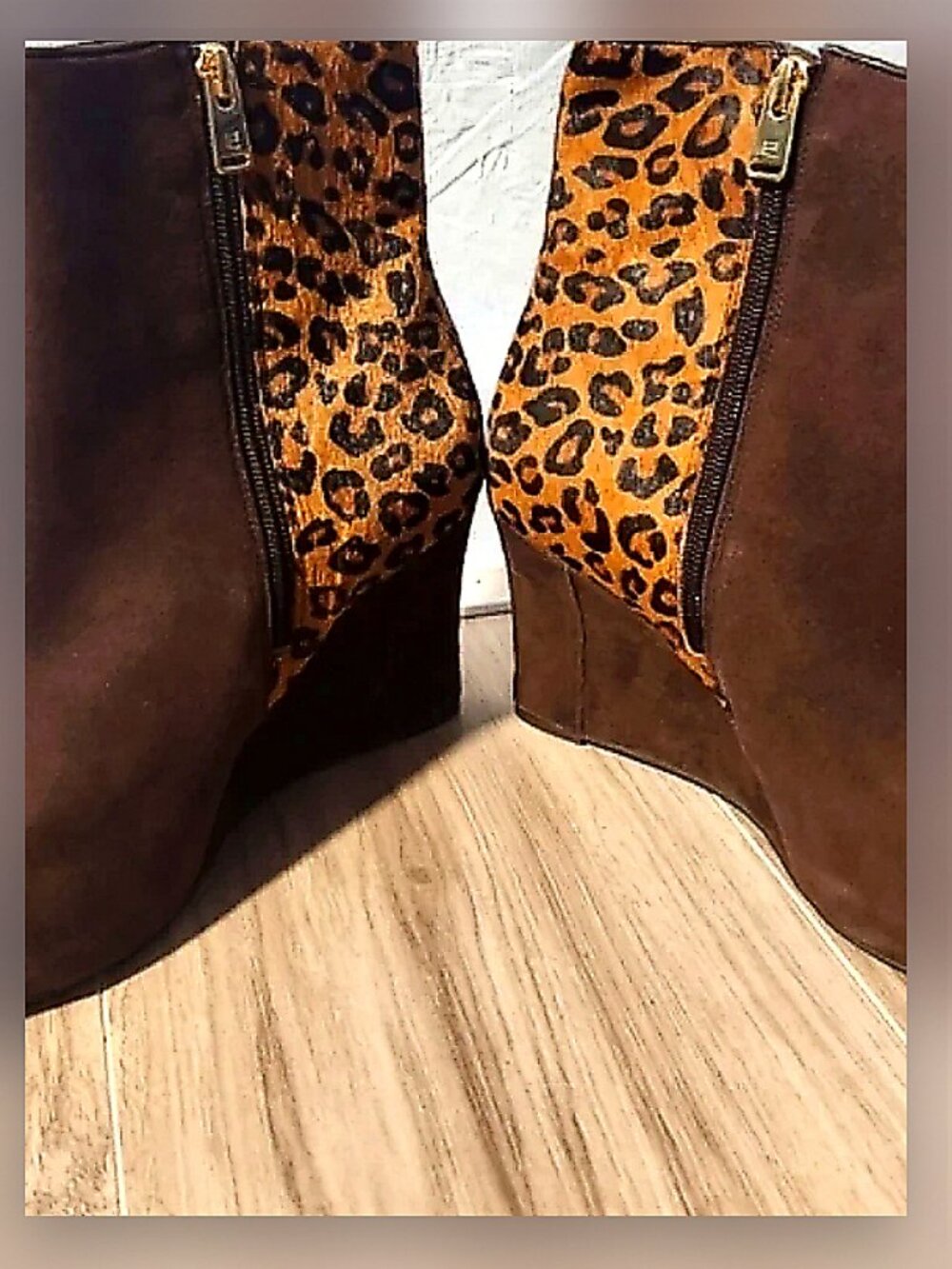 Rockport Brown Cheetah Print Wedge Ankle Boots 9.5